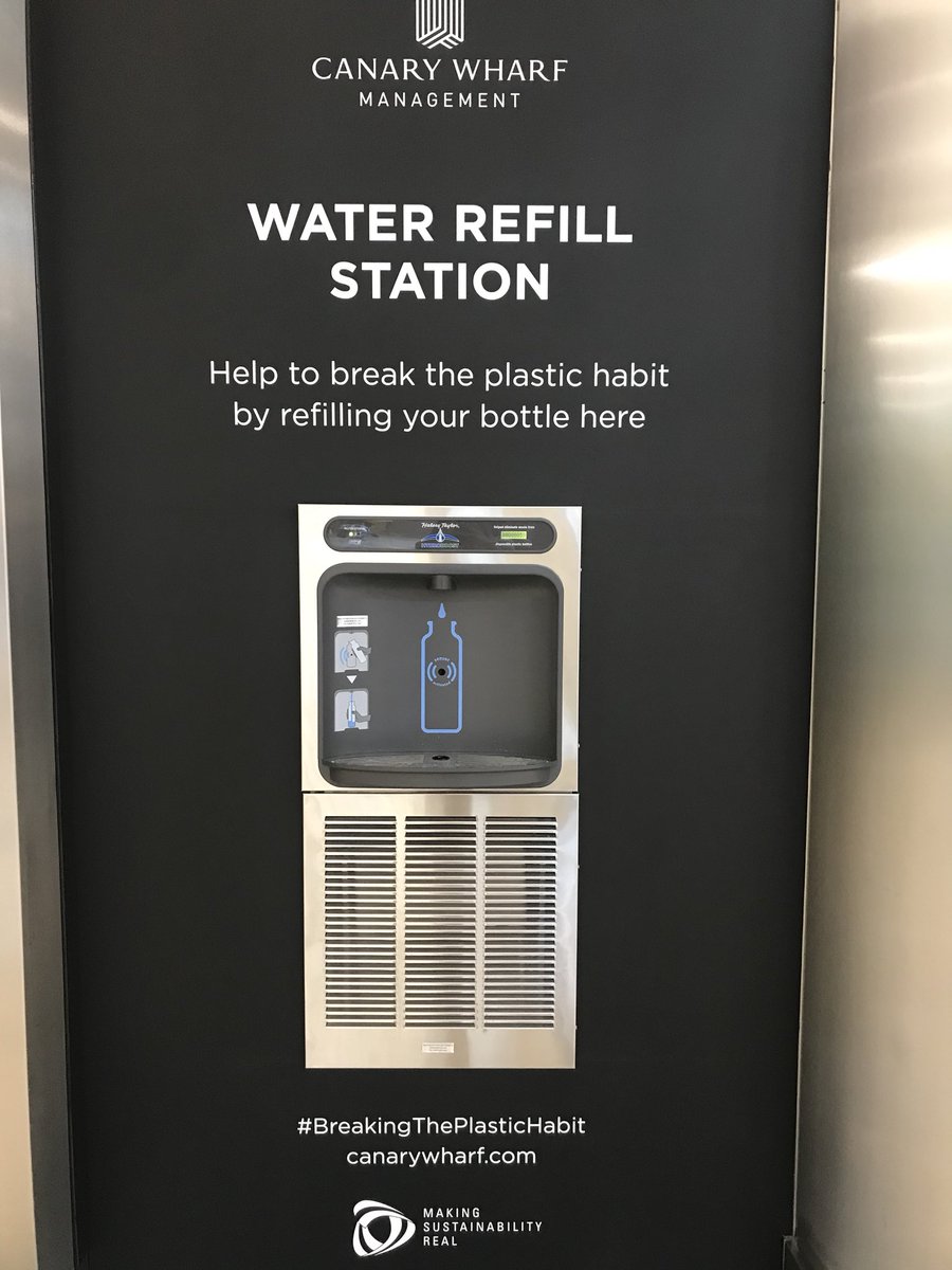 Check out the first tracklable refill water station designed to tackle disposable plastics as CW becomes the world-first plastic free marketplace @CanaryWharfGrp @guardian #breakingtheplastichabit