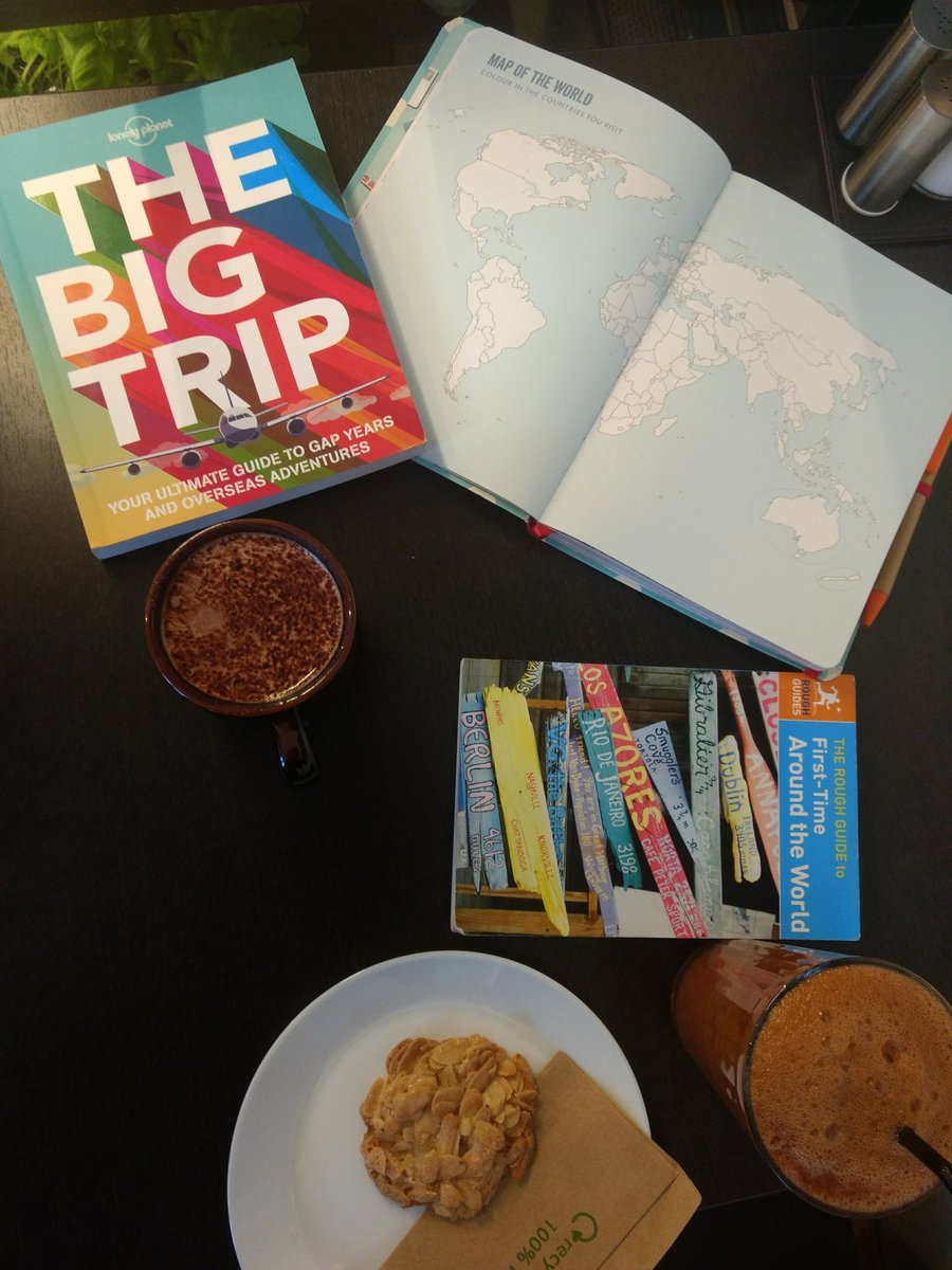 Preparing our #worldtour with the @RoughGuides #firsttimearoundtheworld by @dlansky, the @lonelyplanet #thebigtrip by @veyk and @Hack_packer as well as our #travelnotebook from @Cath_Kidston! Can't wait to start 🌏 #traveling #travel #travelblog #travelblogger #voyagedemiel #tdm