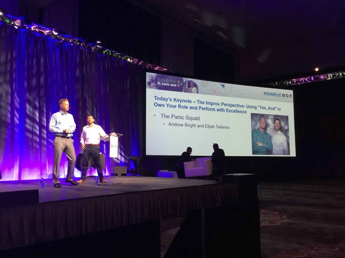 wauerochs's tweet photo. #share at St. Louis #SHAREstl 
Keynote with Andrew Bright and Elijah Tadema @panicsquad
meet friends @SHAREhq @DonnaHudi @mnfrm @andreas_henicke @UlrikeMuench @mildw ...
and Sponsors @IBMZ @OpenMFProject @VelocitySoftw @IBMStorage @IntelliMagic @HitachiVantara @DellEMCStorage https://t.co/3kRSurFXwD