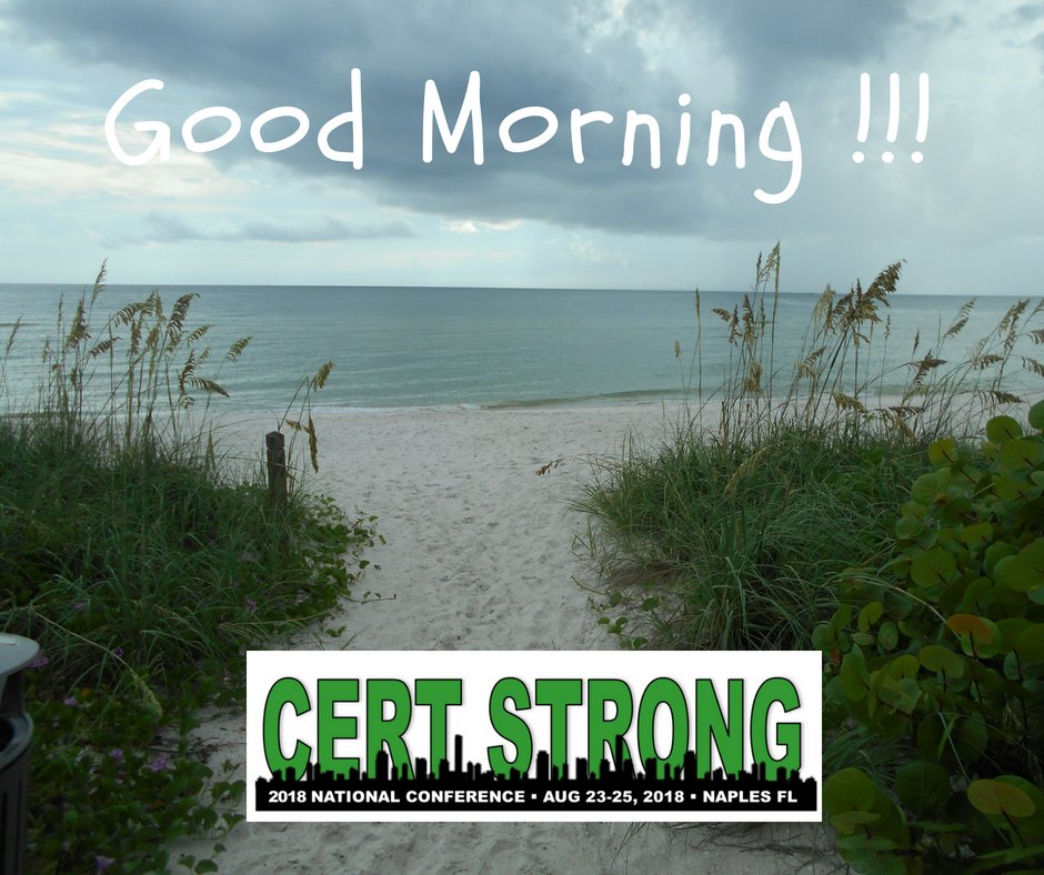 FlCert's tweet photo. Good Morning!  The 2018 National #CERT Conference is almost here!  We are so excited that you will be joining us!  Not registered?  https://t.co/EA3Tc0sqro.  We still have a few spots left!  #CERTstrong2018 https://t.co/OZZaeu6ZQX