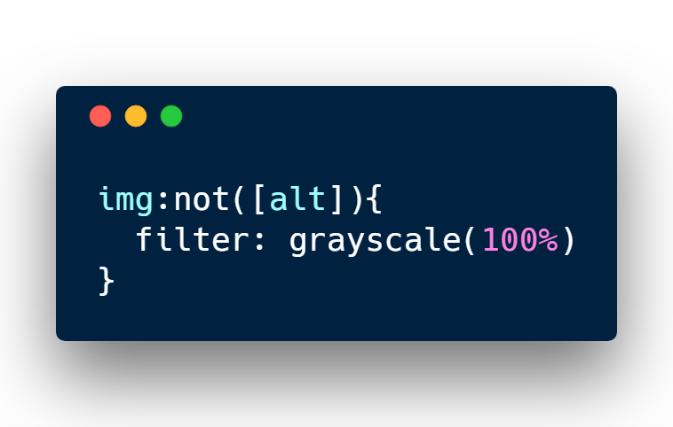 papa_fire's tweet photo. Add this snippet to your website to test for images with no alt tag.  If the tag is missing - images will turn gray.  Mind.  Blown. https://t.co/SW6V0N75dF