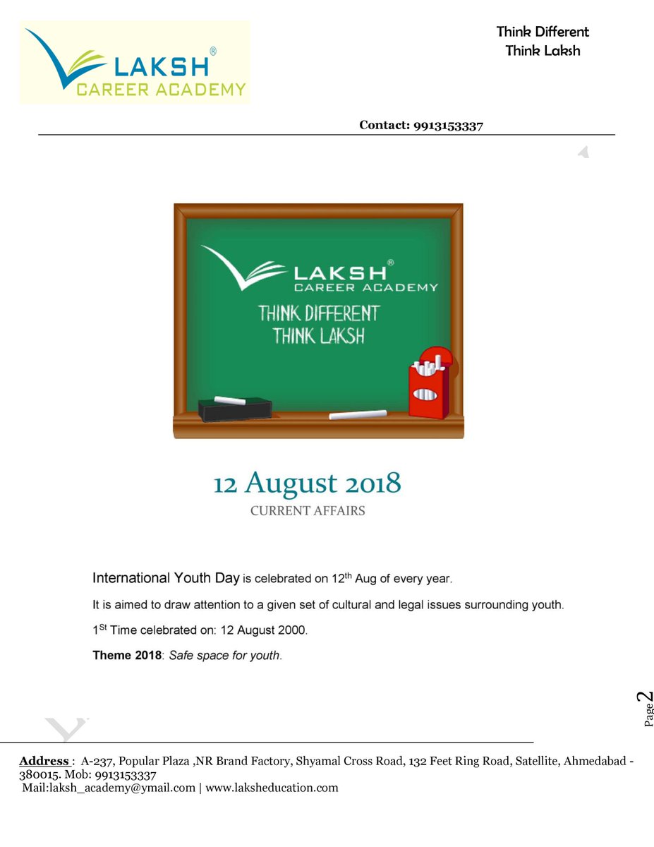LAKSH_Academy's tweet photo. #LakshCareerAcademy #DailyLatestFacts #12aug18 #for #All #Competitive #Exams #UPSC #GPSC #CLASS3 #IAS #PI #GovermentExam https://t.co/F8Y3LjpArF