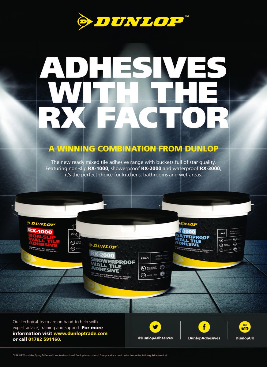 DunlopAdhesives's tweet photo. NEW!!!
No Mixing, No Messing!
Easy wall #tiling with Dunlop RX Ready Mixed Walls Tile Adhesives.
Adhesives with the RX Factor!
#RXFactor
https://t.co/n57n5YQXNC https://t.co/cycZmGF39k