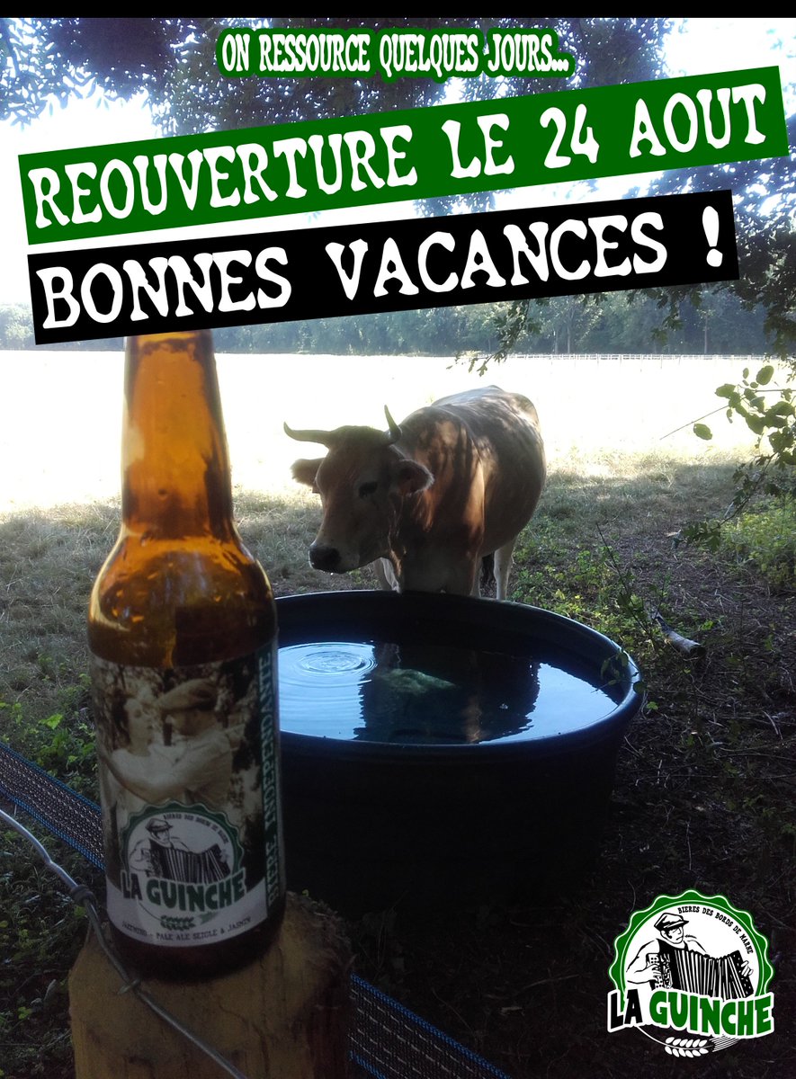 LaGuincheBieres's tweet photo. L'équipe de la Guinche est en vacances 10 jours. On vous donne RDV vendredi 24 août pour la réouverture du brewpub! D'ici là, consommez de la bière artisanale!
#laGuinche #Chelles #dansle77 #madein77 #craftbeer77 #bereartisanale https://t.co/e08oHlhoKS