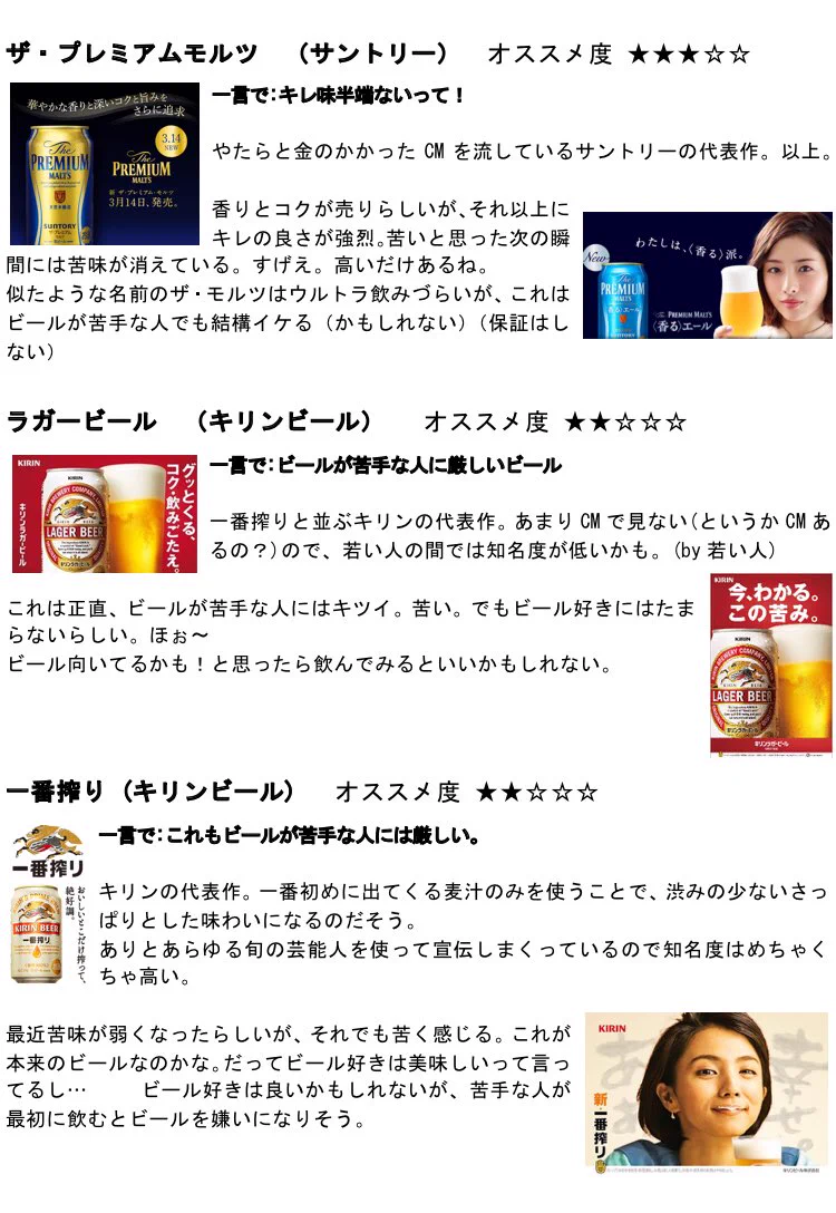 ビールが苦手な人にオススメ！！各種別ビールリストがわかりやすいと大人気！！