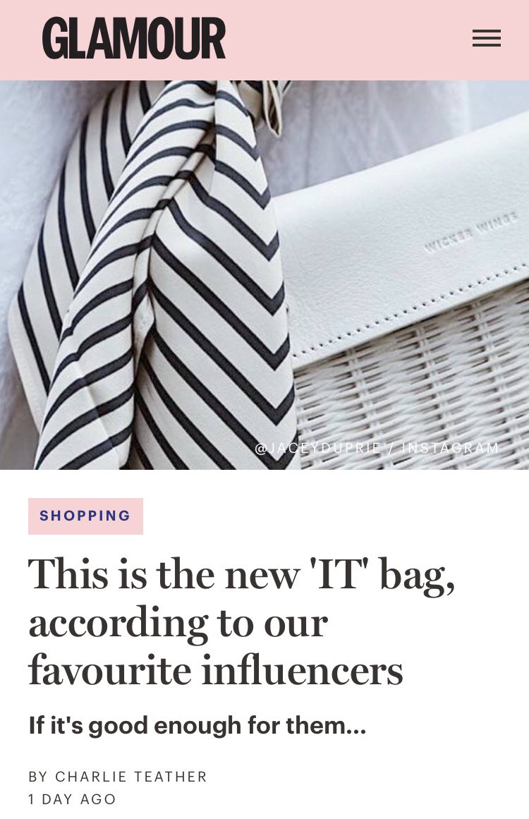 Wow. “The new IT bag.” Thank you <a href="/GlamourMagUK/">Glamour UK</a> - an amazing article on our brand. We created Wicker Wings to shine light on our grandmothers artisanal past. Being named the IT bag brand from this small idea is amazing. Read up on our story now. ❤️