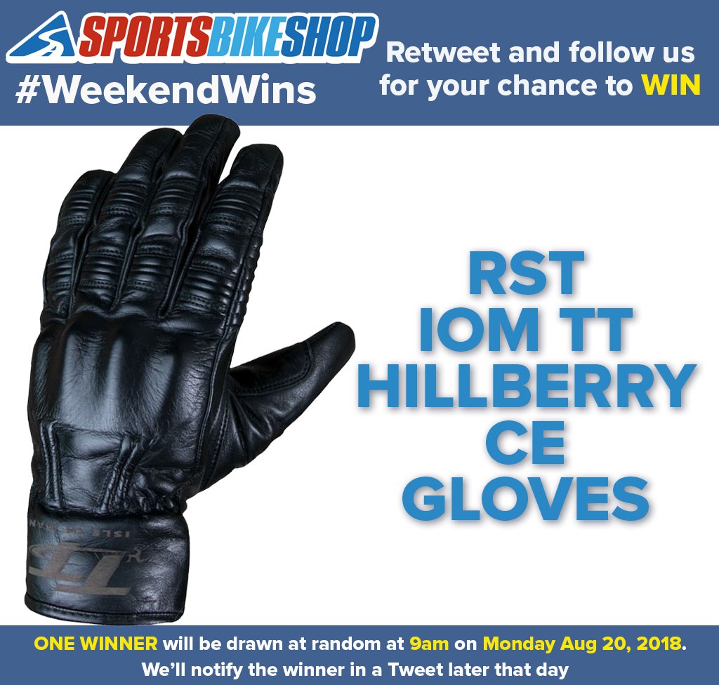 Who's up for a free pair of @rst_motodirect gloves? Just RT and follow us (if you don't already 😊) for a chance to win a pair of <a href="/iom_tt/">Isle of Man TT</a> Hillberry CE gloves (bit.ly/RSTHillberry). Winner picked at random Mon, Aug 20. Good luck 🤞
