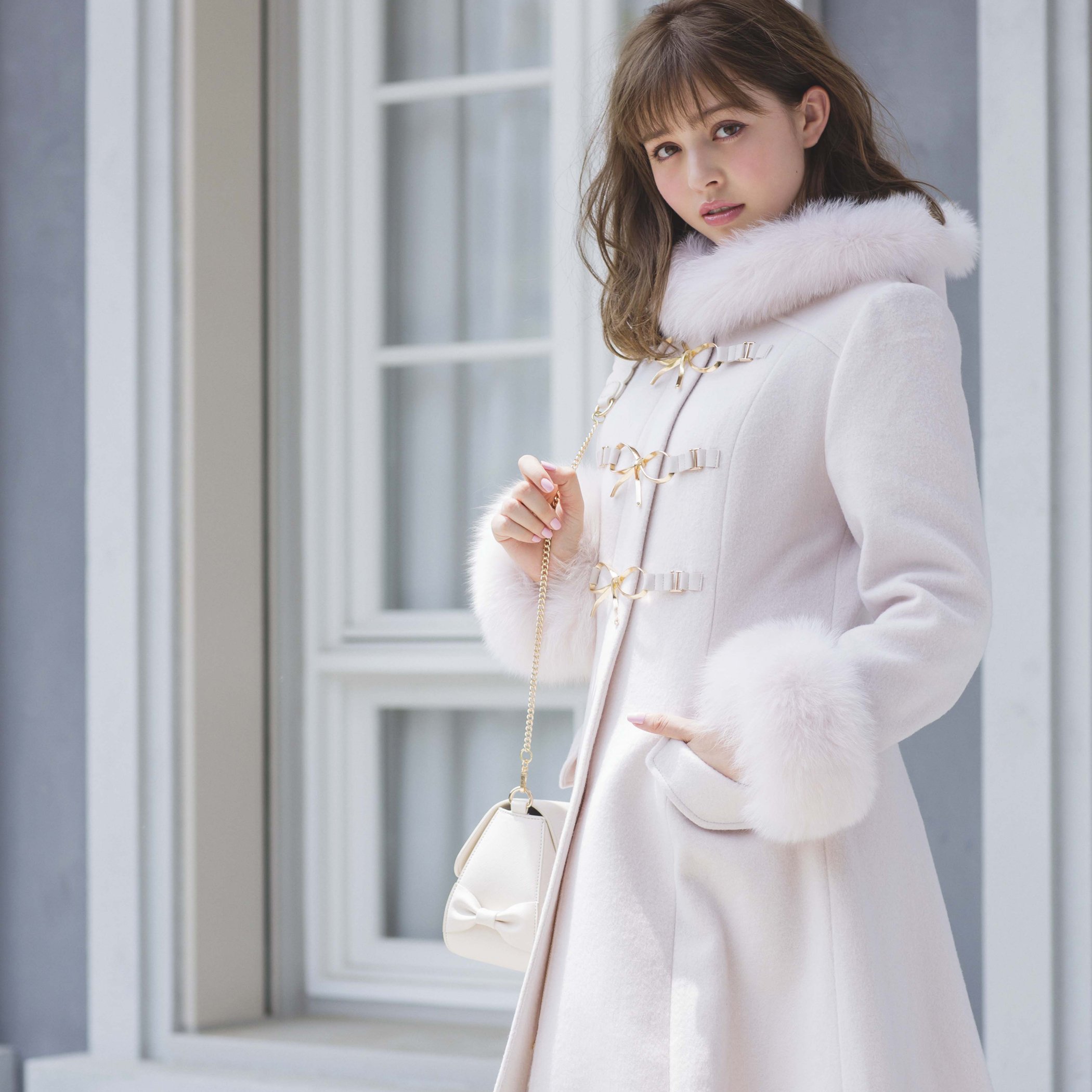 ロディスポット　ファー付きホワイトダッフルコート LODISPOTTO - LODISPOTTO♡Loveリュバンダッフルコート