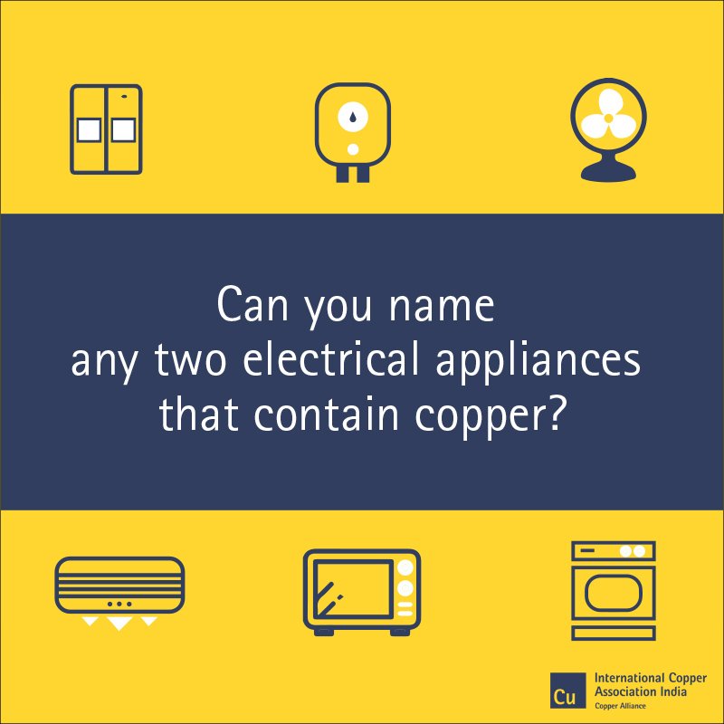 Copper_India's tweet photo. Copper is used in almost all electrical appliances because of its properties. The use of copper in electrical appliances increases their energy efficiency.
#copper #copperforall #EnergyEfficient https://t.co/w0s7aR0aha