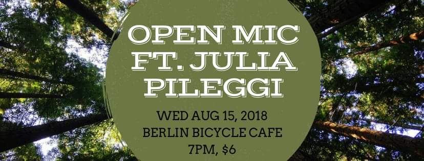 #OPENMIC Wednesday Aug 15th 7pm ❤
.
Featured artist is Julia Pileggi <a href="/junipil/">Julia Pileggi</a> ... .
It's going to be super special!