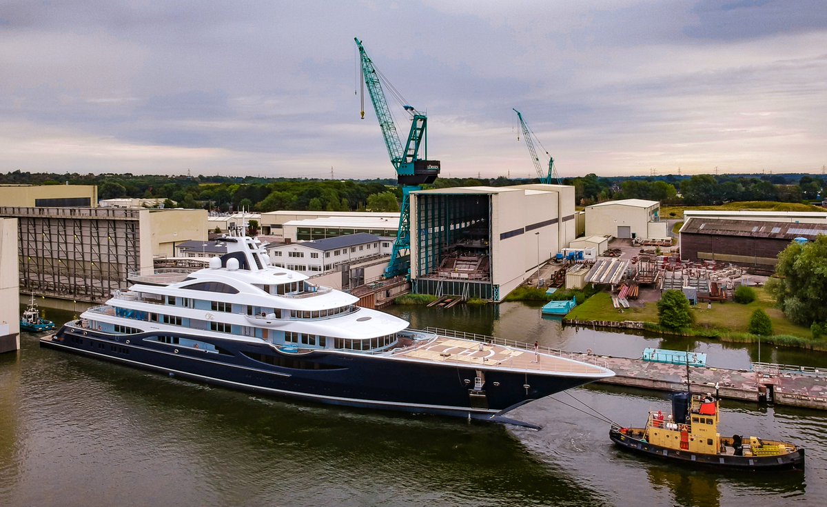 New launch! Lürssen’s 111m superyacht TIS was unveiled moments ago in Germany. Get a closer look at this Winch Design superyacht here: superyachttimes.com/yacht-news/rev…