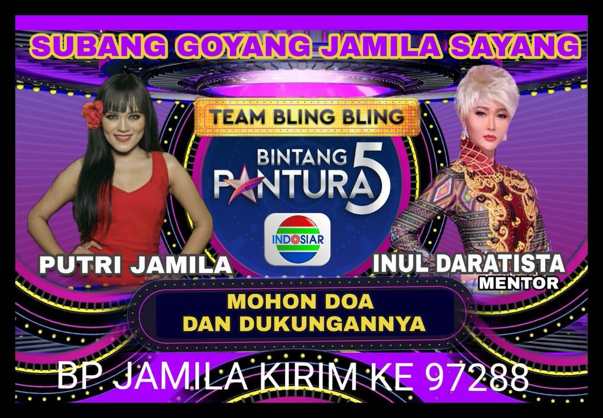 Slmt sore sahabat twepps.. Jgn lupa yo.. Mohon dukungannya untuk PUTRI JAMILA DARI team bling bling  @daratista_inul  dengan cara kirim sms seperti 👇 trimakasih bnyak 🙏 😇 😘 @IndosiarID @BP_IndosiarID @InulDaratistaFC