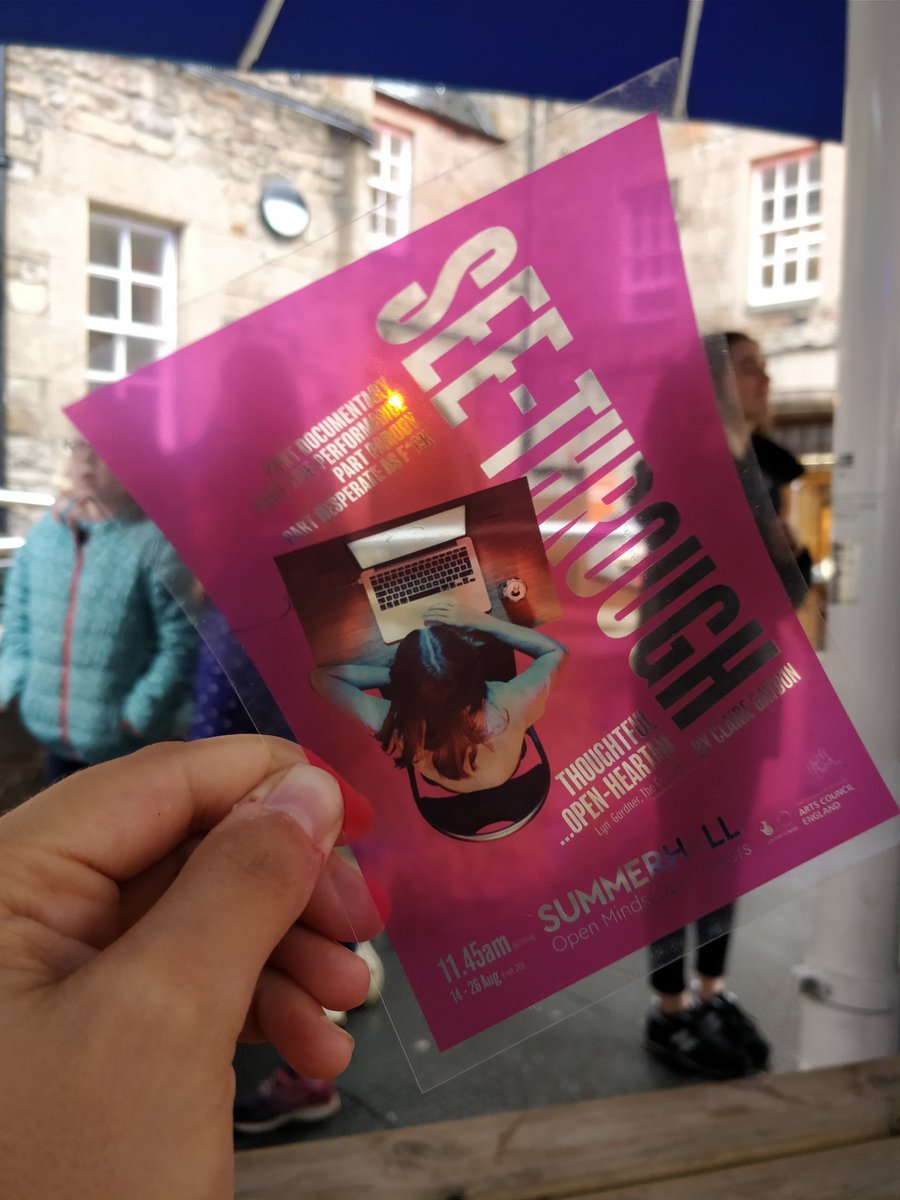 See-Through opens TOMORROW. Preview tickets are just £5!! What a bargain. 

Grab a ticket for 11.45am £5!!
 <a href="/Summerhallery/">Summerhall</a>

Comments on flyers today:
"I need to get back to London and show this to somebody"
"I'm not coming to the show but I would really like one as a souvenir"