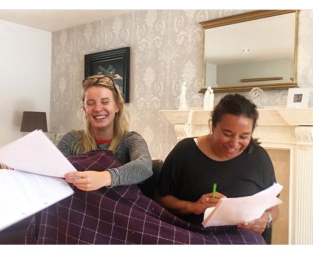 play_welcome's tweet photo. Welcome Home Rehearsal: Day One.

Jess: @j_kburgess 
Enoch: @AmaliJazeel 

It’s all fun and games until someone gets hurt.

#WelcomeHome #Aug26 #Aug27 #OldRedLionTheatre #NewWriting #FemalePlaywright https://t.co/V7B7Yk4laX