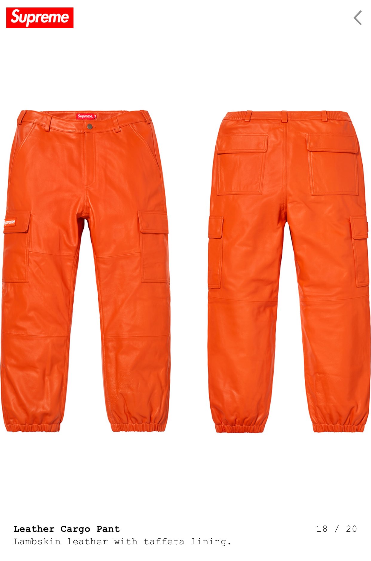 supreme orange cargo pants