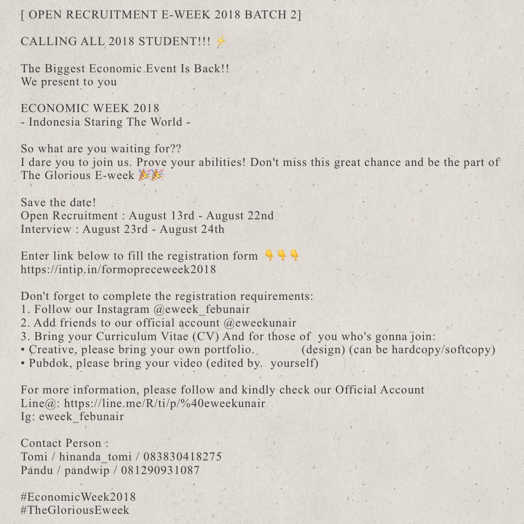 E-WEEK FEB UNAIR (@eweek_febunair) on Twitter photo 