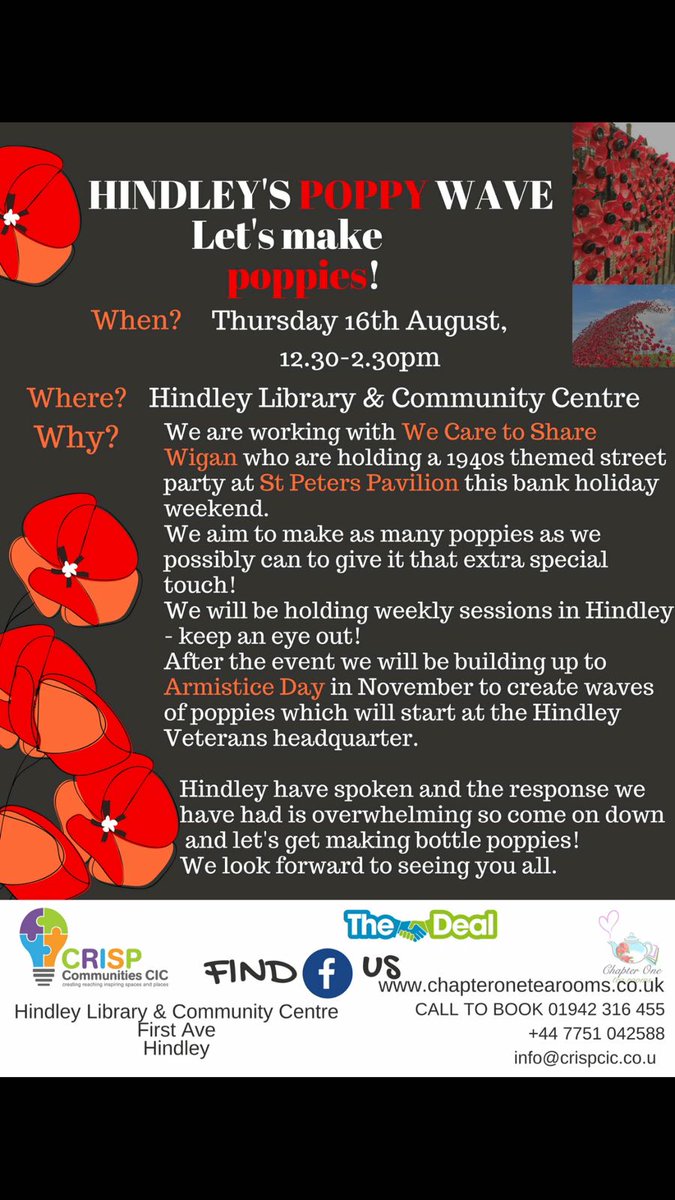 CRISPCIC's tweet photo. Get involved in Hindley's poppy wave! #Hindley #Wigan #poppy #veterans #poppywave #armisticeday https://t.co/BytI8JVH5W