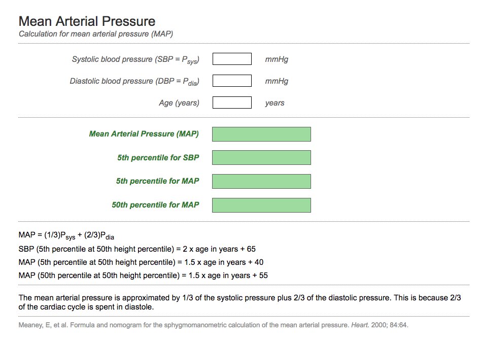 mean arterial blood pressure formula