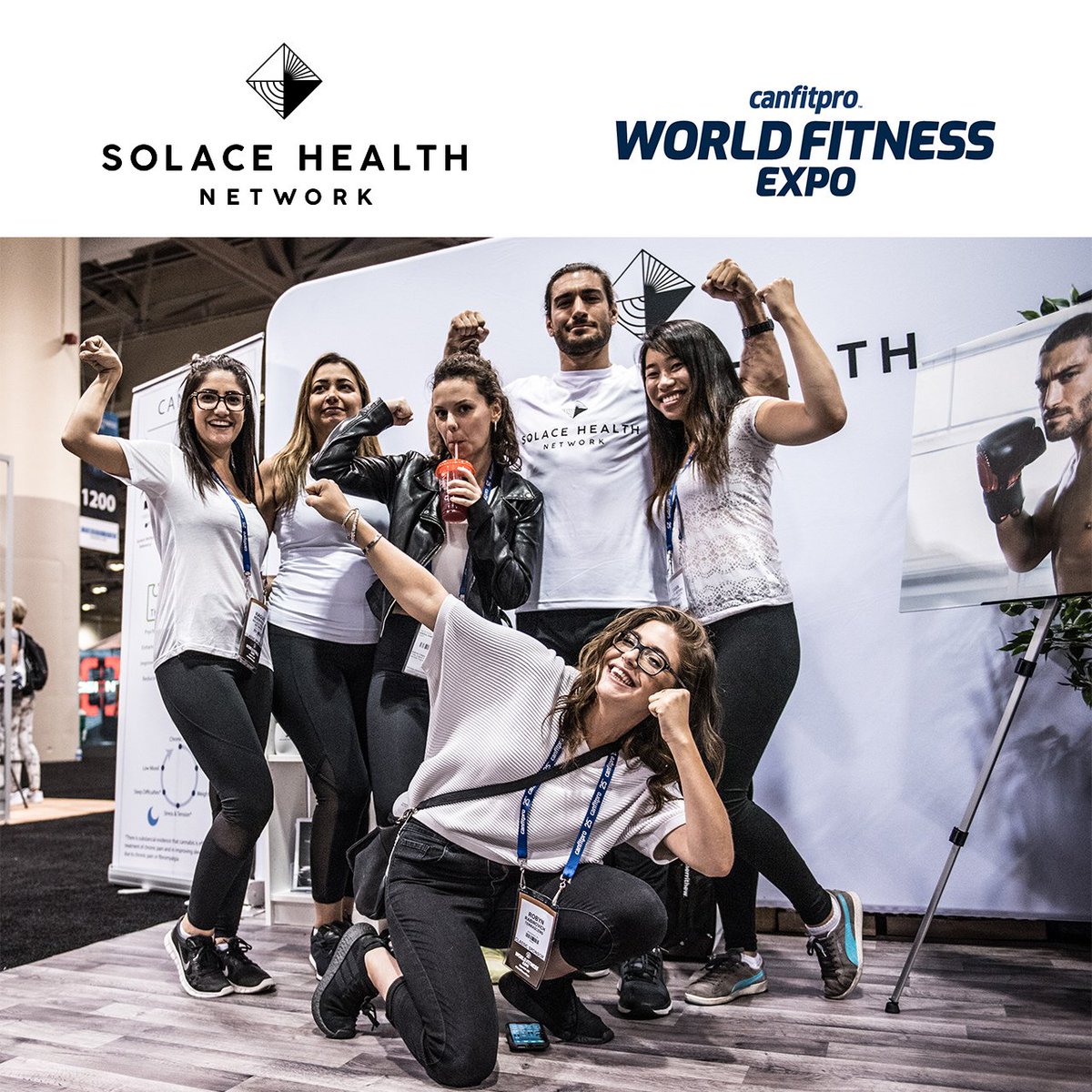 SHNclinics's tweet photo. Our weekend was packed with excitement, exhibiting at the Can Fit Pro World Fitness Expo! Thank you to everyone who stopped by and thank you @EliasTheodorou for hosting our meet and greet! #SolaceHealthNetwork #medicalcannabis #WorldFitnessExpo #CanFitPro https://t.co/eHI4blR1mc