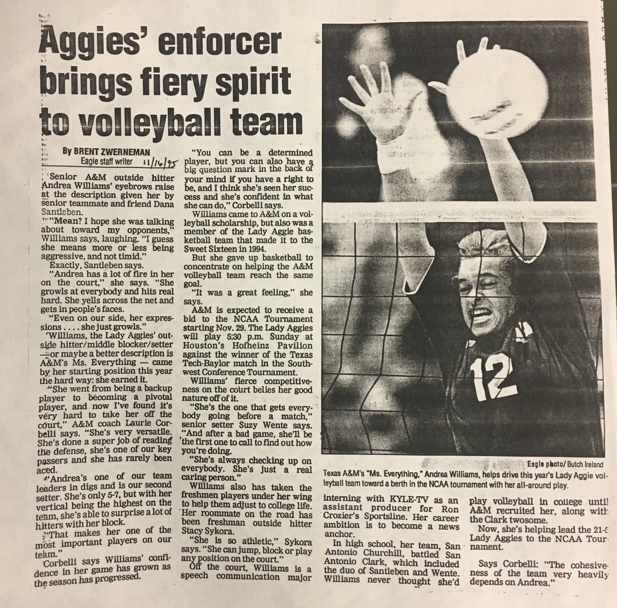 bradthejag's tweet photo. I wonder if @BrentZwerneman remembers writing this feature on CFP COO @Dre_Williams12 back in the day? #GigEm #AggieThrowback https://t.co/hF7Y5OIcu8