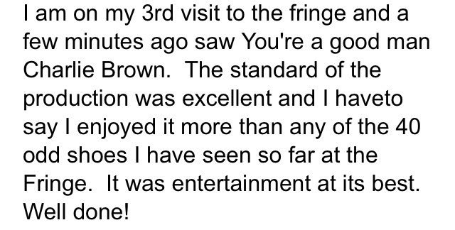 Amazing feedback from our first performance! Well done PYP Fringees!