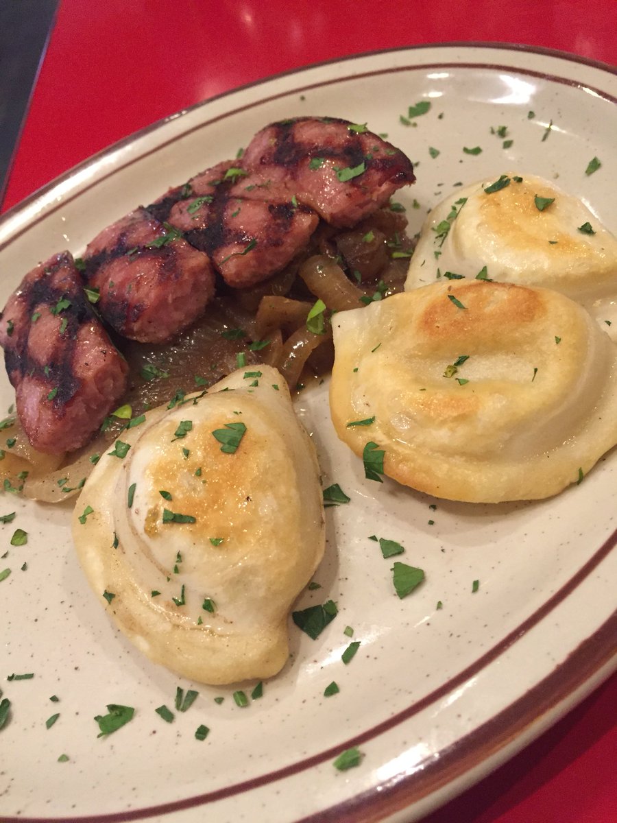 sshdaly's tweet photo. Of course my last meal in Pittsburgh must be pirogi and kielbasa! @BarSymonAirport #apraPD2018 https://t.co/QnKSBEKKfm