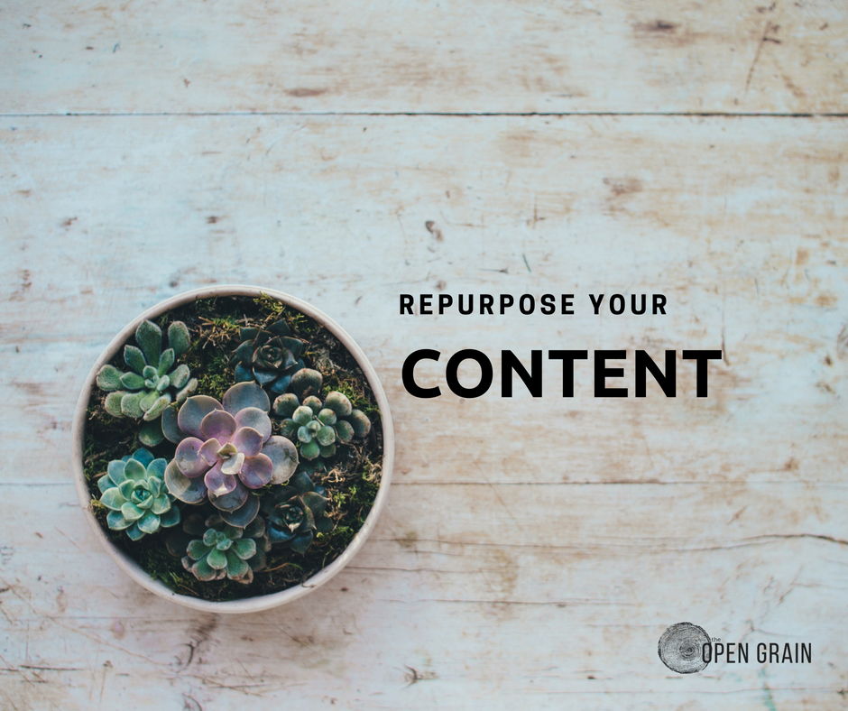 TheOpenGrain's tweet image. When you have quality, resourceful content, it makes it much easier to repurpose and recycle it down the road! What are your favorite easy marketing tips? #MarketingMonday #smallbusiness #lfk #ContentStrategy