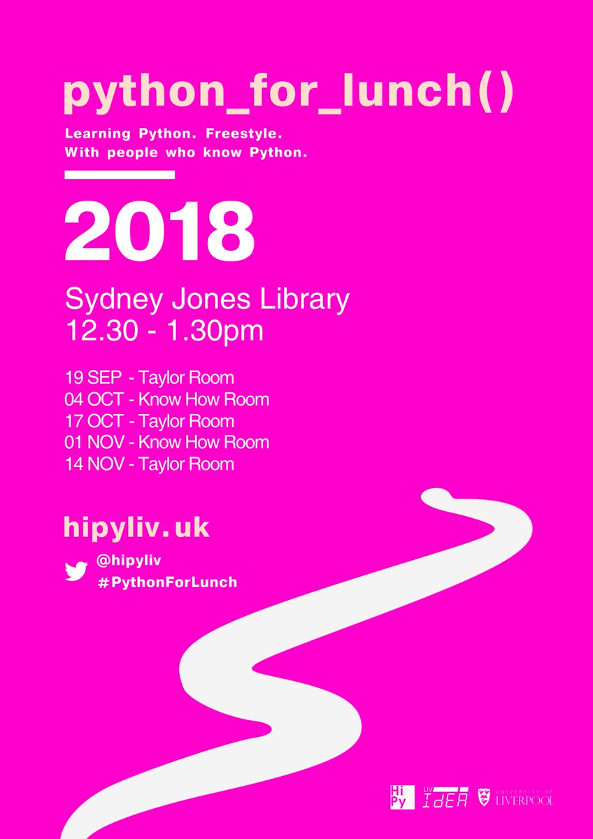 hipyliv's tweet image. Oh BTW. This is happening too. #PythonForLunch @LivUniLibrary #Python @LivUniCIE @livuniCE