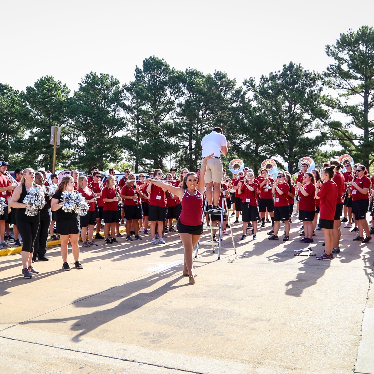 We had so much fun with the @uarkrmb this morning during Move-in 2018! Thank you for for the live music and entertainment. We are looking forward to seeing you all during football season. #UARK22 #UARKHOME #UARK