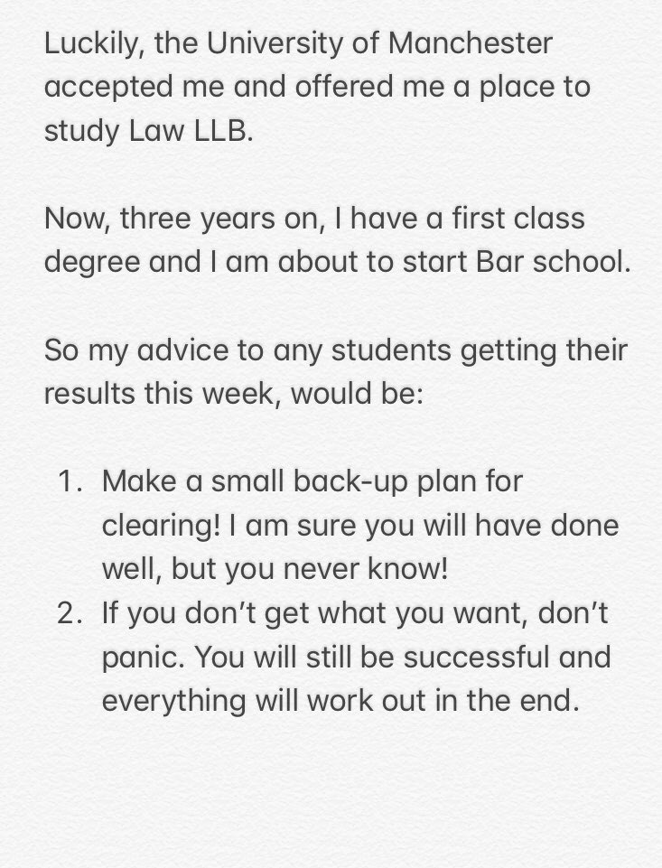 EmbletonElla's tweet photo. Some advice (based on my experience) to any students getting their A Level results this week!

#resultsday2018 https://t.co/tIxELcU6Oy