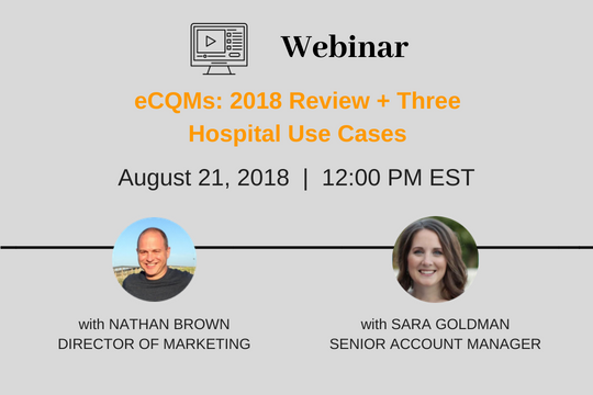 SpectraMedix's tweet photo. Join us for a Webinar on Tuesday, 8/21 - #eCQMs: 2018 Review + Three Hospital Use Cases - The use cases review three different sized hospitals with different technology capabilities, challenges and what they did to report successfully. https://t.co/BIhuKuxx4I https://t.co/jagP2vFhhS