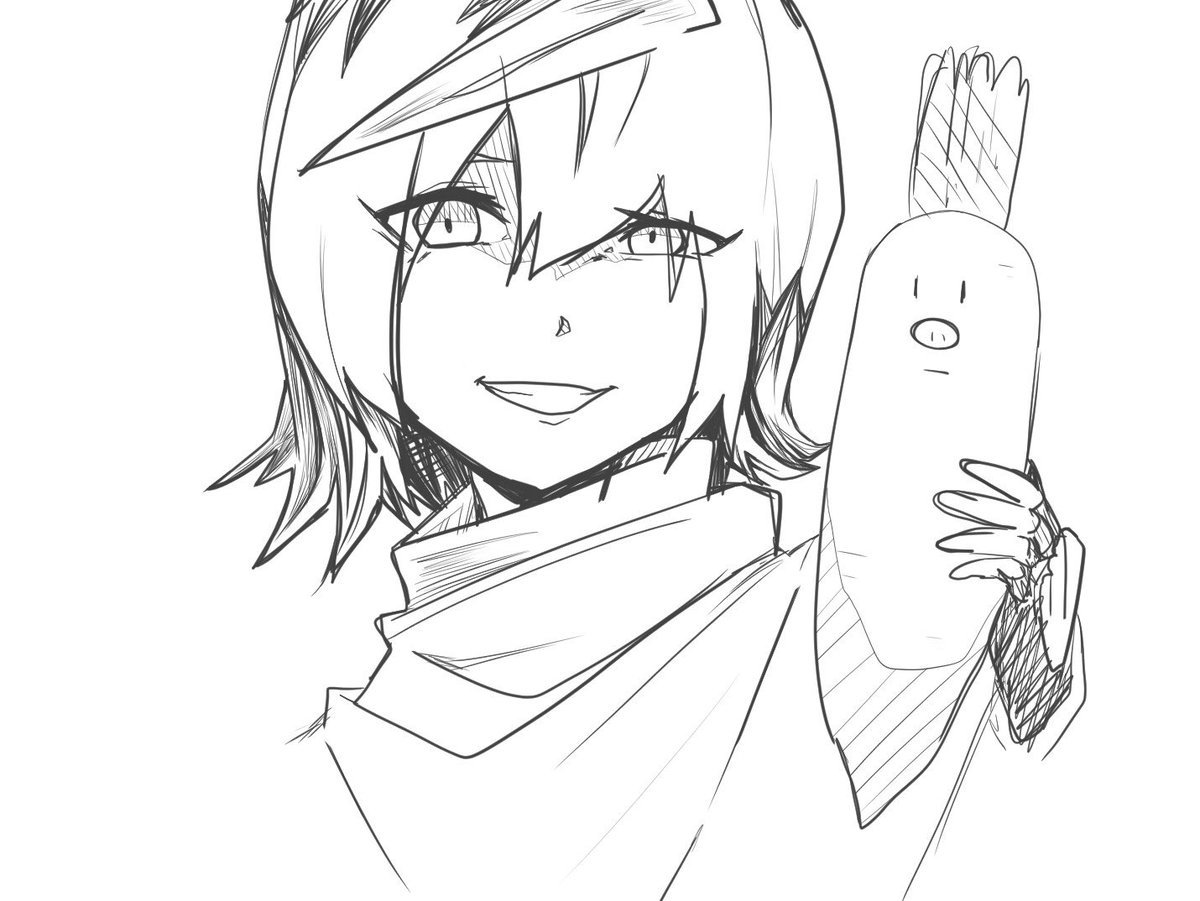 オリジナルキャラのサドちゃんと、豚鼻ダイコン君です。 