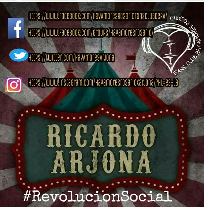 HayAmores_FC's tweet photo. Buen Dia amigos Arjoneanos! Los invitamos a unirse a nuestras #RedesSociales
Somos de Rosario Argentina  
Y les traemos toda la info sobre #RicardoArjona #SomosHayAmores
#Sumate #SiguemeYTeSigo https://t.co/spH7mluCsH