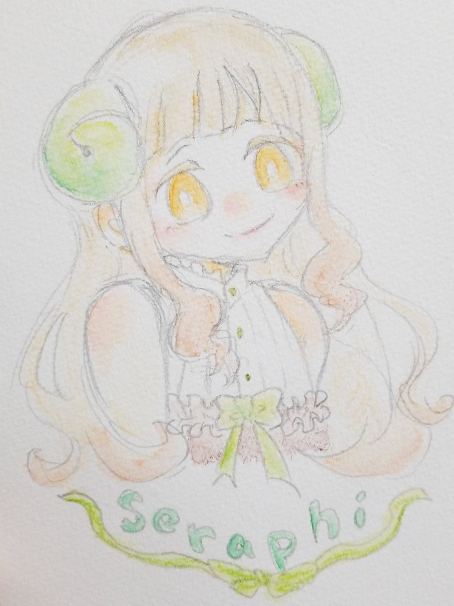 聖夜 コントラ企画 V Twitter 二人目 かなたん宅 Kikaku80 セラフィちゃん ふわふわロング角っ子かわいい かわいい パッツン前髪もとても好きだ ありがとうございました 水彩色鉛筆にしたら薄くなっちゃった