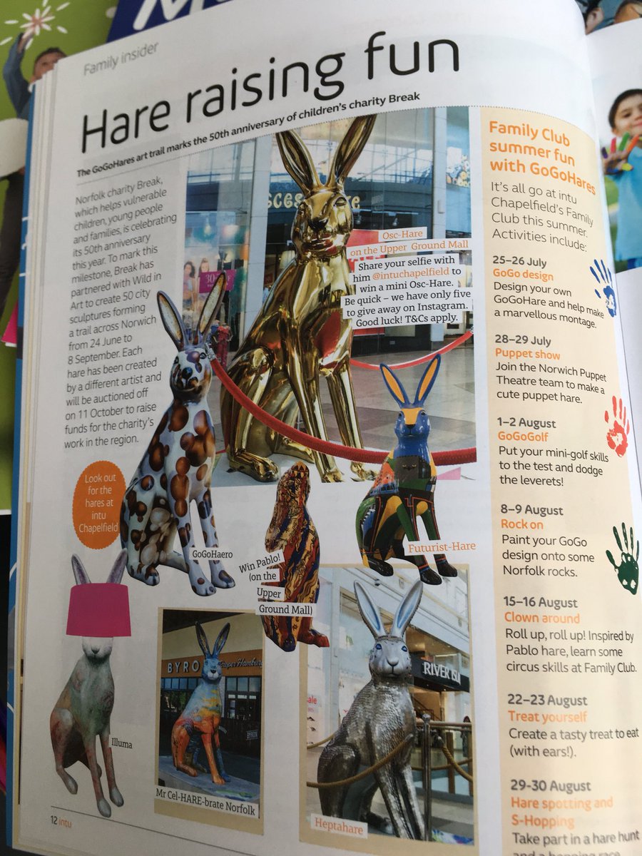GoGo_Trails's tweet image. Brilliant to pick up the @intuChapelfield summer magazine featuring @GoGoCreate @celharebrate @PabloHare @markbenfield @HelenVinsen @heptahare @GoGoHaero @Futurist_Hare @GoGoOscHare @GoGoIlluma all belong raise funds for @break_charity with - Thank you for all your support #ggh18