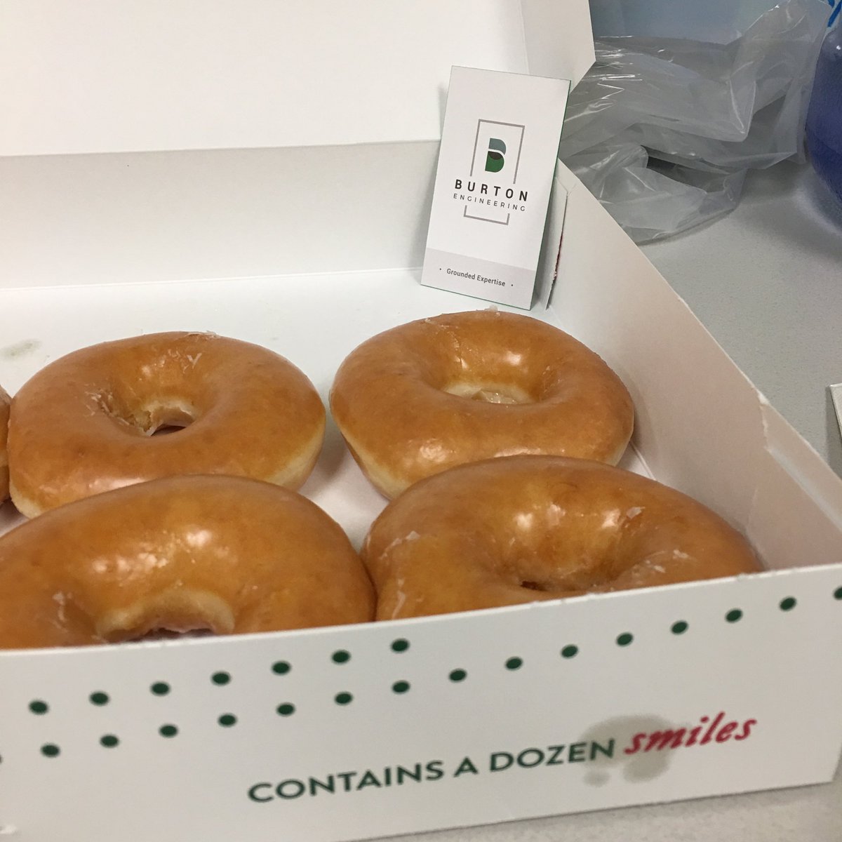 joshmenor's tweet photo. It’s our engineering intern’s last day at ⁦@BurtonEngr⁩. Thanks Ryan for the donuts!! https://t.co/BvdmpGZGNo