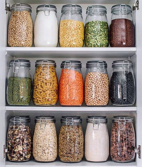 EarthExotics's tweet photo. Got protein? Stock up on dried lentils, beans &amp; whole grains in glass jars - you’ll be sorted for balanced nutrition and a pretty pantry to boot! #provegsa RT @ProVegZA 
📷 thrivingonplants 
_________
#veganpantry #plantprotein #zero https://t.co/N4qQqSE0JY