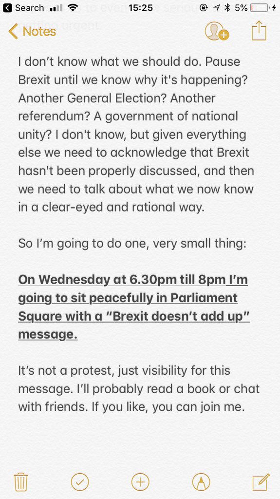 genmon's tweet image. I don't understand why we're going ahead with Brexit so I'm going to peacefully sit in Parliament Square and say just that.

WEDNESDAY 6.30pm till 8pm

I made a t-shirt and everything. If you're around, come join me.