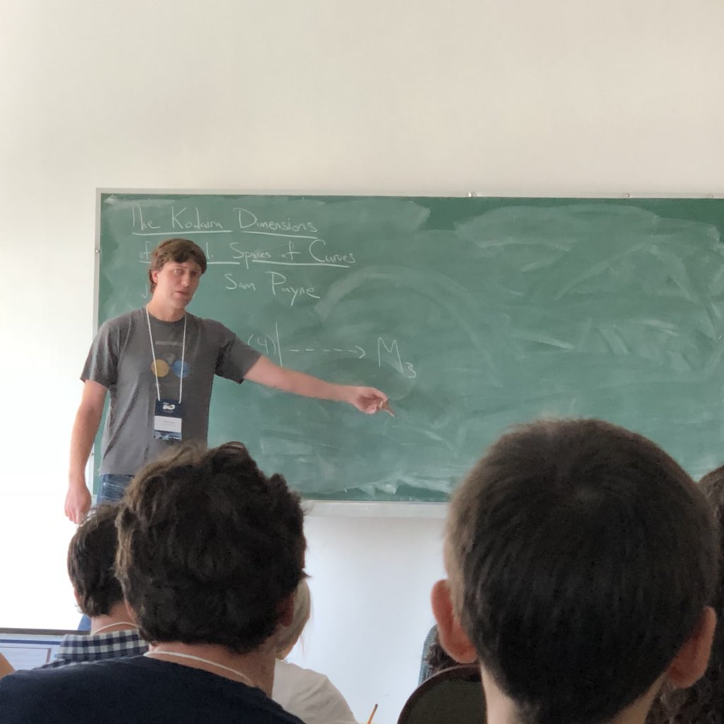 dagan_karp's tweet photo. Dave Jensen telling us about the Kodaira dimension of moduli spaces of curves #impa2018 #TropicalGeometry https://t.co/gbsZEGK1l8