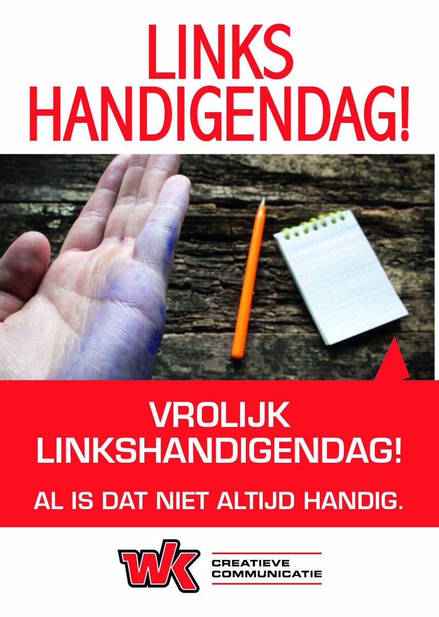 wkcreatief's tweet photo. Linkshandigendag! 
Bij ons zijn maar liefst 5 collega’s linkshandig. ✍🏼 https://t.co/o6RoNnX9W3