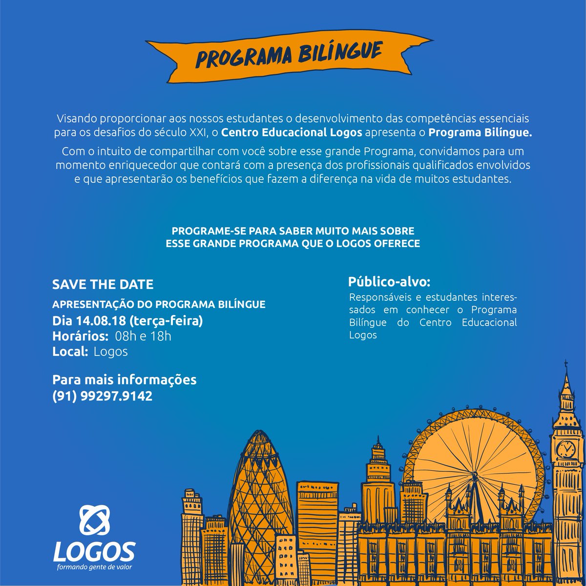 celogos's tweet image. Programe-se e participe da reunião de apresentação do nosso Programa Bilíngue. Conheça a proposta pedagógica que tem feito a diferença na formação de muitos estudantes! #ProgramaBilíngue #LogosEducaçãoDeQualidade