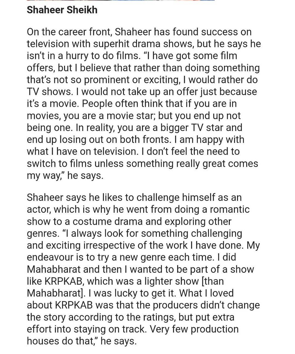 lakshu_30's tweet photo. You have said the same long back... about doing TV shows, films and challenging roles and good content. Do you have any idea how proud we feel when u prove it each time with ur choice of shows that u stand on ur words❤

@htTweets Article #13August2018 #ShaheerSheikh https://t.co/fHn1DUsICz