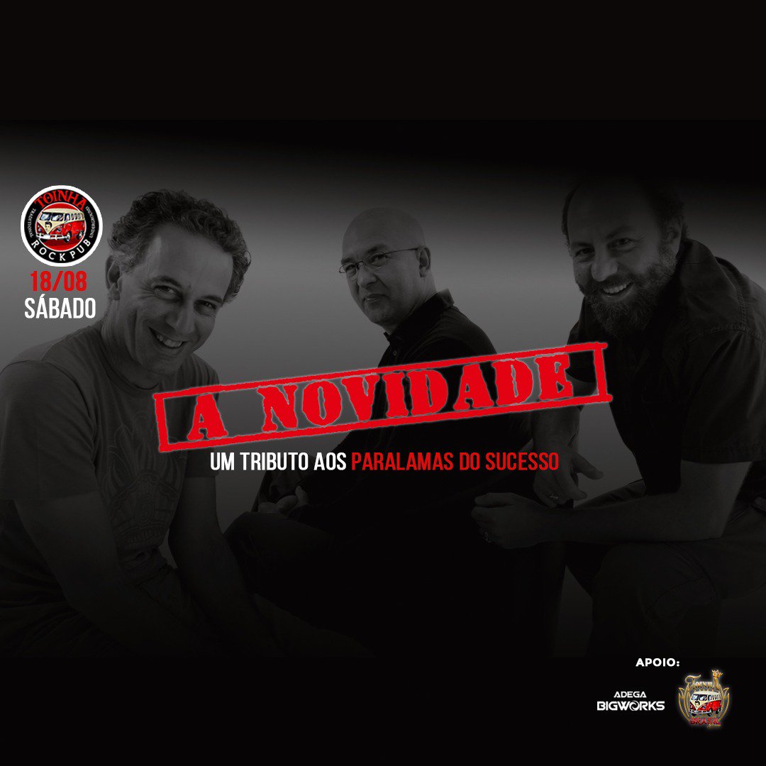 ANovidadePS's tweet photo. NÃO PERCA! No sábado 18/8, apresentaremos nosso show A Novidade : um tributo aos #Paralamas no Toinha Rock Pub . Ingressos a R$ 15 até 22h ; após, R$20. Lá no #Toinha da #Samambaia ! 😎🎸 #ParalamasDoSucesso https://t.co/WbWFMweXRY #ANovidade #show #Brasilia #rock #DF #popRock https://t.co/Bjcyh0ZlvS