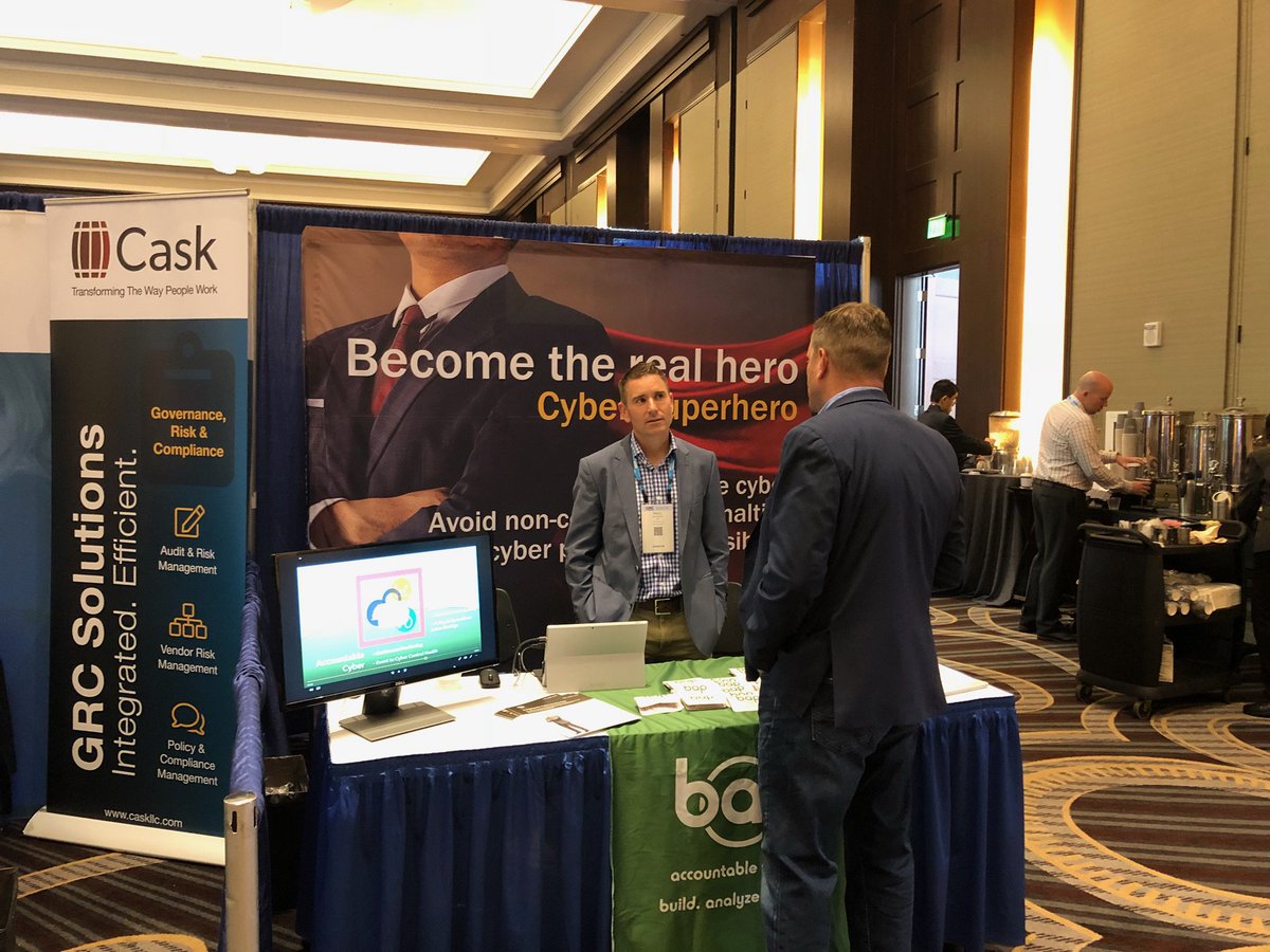 BAP_Solution's tweet photo. Onsite today at #GRCConf in the exhibit hall. Make sure to visit us at booth 101 and meet @PaulSchoeny and @JohnHartBAP. Get a first aid kit (#everyoneneedsit) and learn how to deploy a smart, accountable cybersecurity strategy. https://t.co/ev4KWyooXb