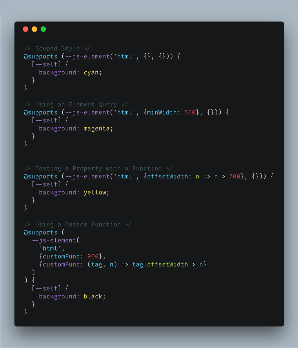 innovati's tweet photo. Have you ever put JavaScript right inside your CSS files? I've been experimenting with using custom attribute selectors and custom @supports rules to include JS-powered styles in CSS and you can do some really fun stuff! #css #rwd #jsincss #webdev https://t.co/M1yIbWegLP