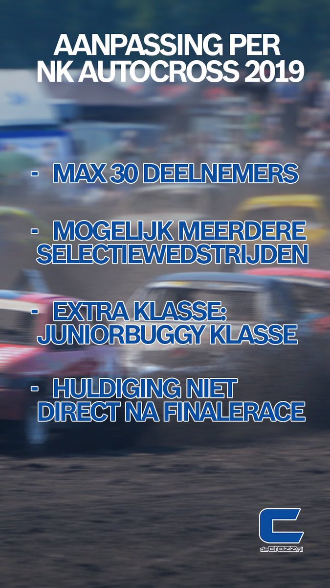 NKAutoCross's tweet photo. Er veranderen dingen bij het #NKautocross in 2019. Lees het bij @DeCrozzNL op de website. https://t.co/FPZHKO8Bxy