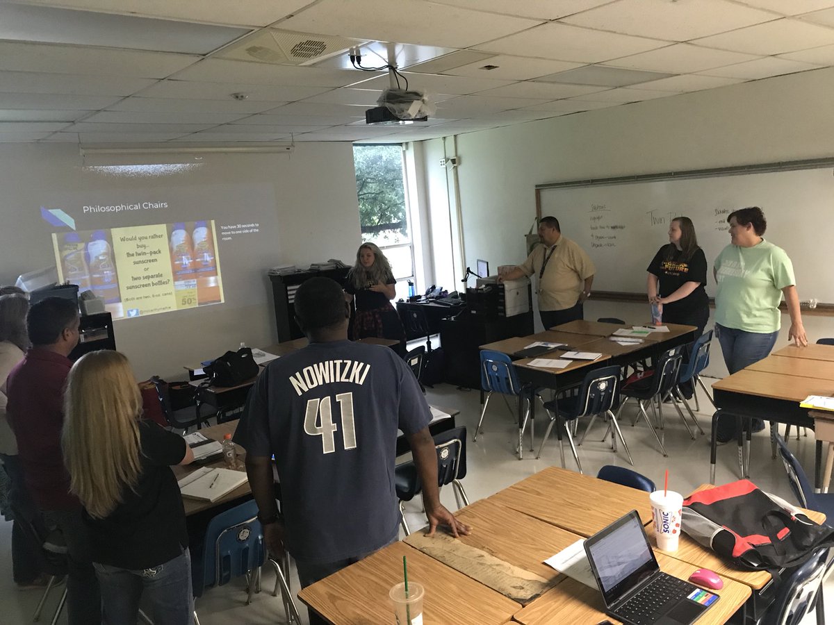 Math teachers exploring philosophical chairs! @AVIDjeanie <a href="/AVIDGISD/">AVID Garland</a>