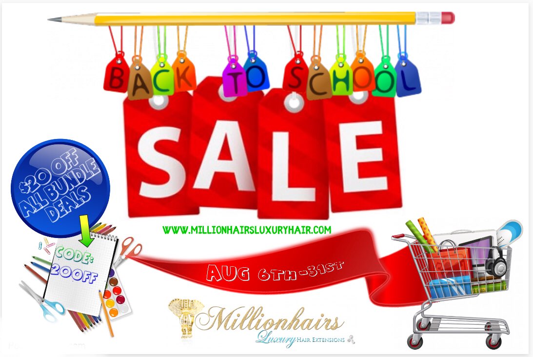 Million_ext's tweet photo. Back to school special starts today. ππβοΈ. Donβt forget to use our special code for savings.#millionhairs #backtoschooldeal #rawindianhair #rawvirginhair #hairsandstyles #detroitstylist #luxurybundles #atlstylist #dallashairstylist #nychairstylist #lahairstylist #hairstylists https://t.co/LJanIk2L7q