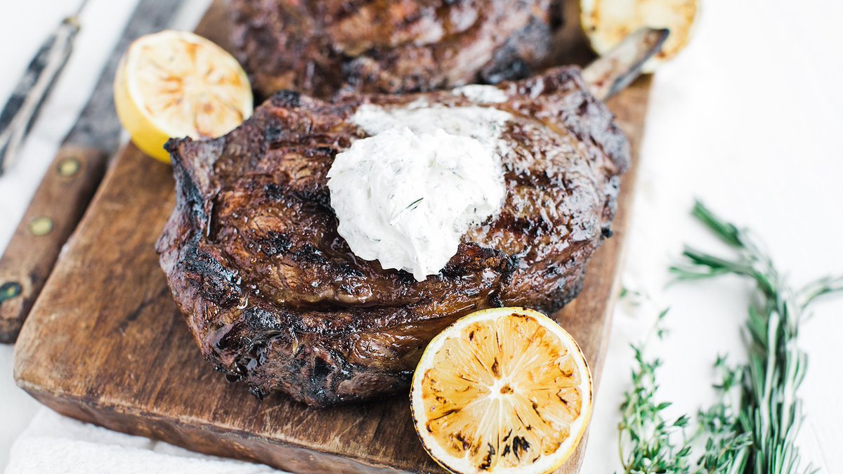 StraussDirect's tweet photo. Summer may be winding down, but there's still plenty of time to get the grill going. Treat yourself to a bone-in ribeye with herb butter. Recipe via @ChefBillyParisi : https://t.co/nGmDgkLsjh. https://t.co/rDaj0zhV1l