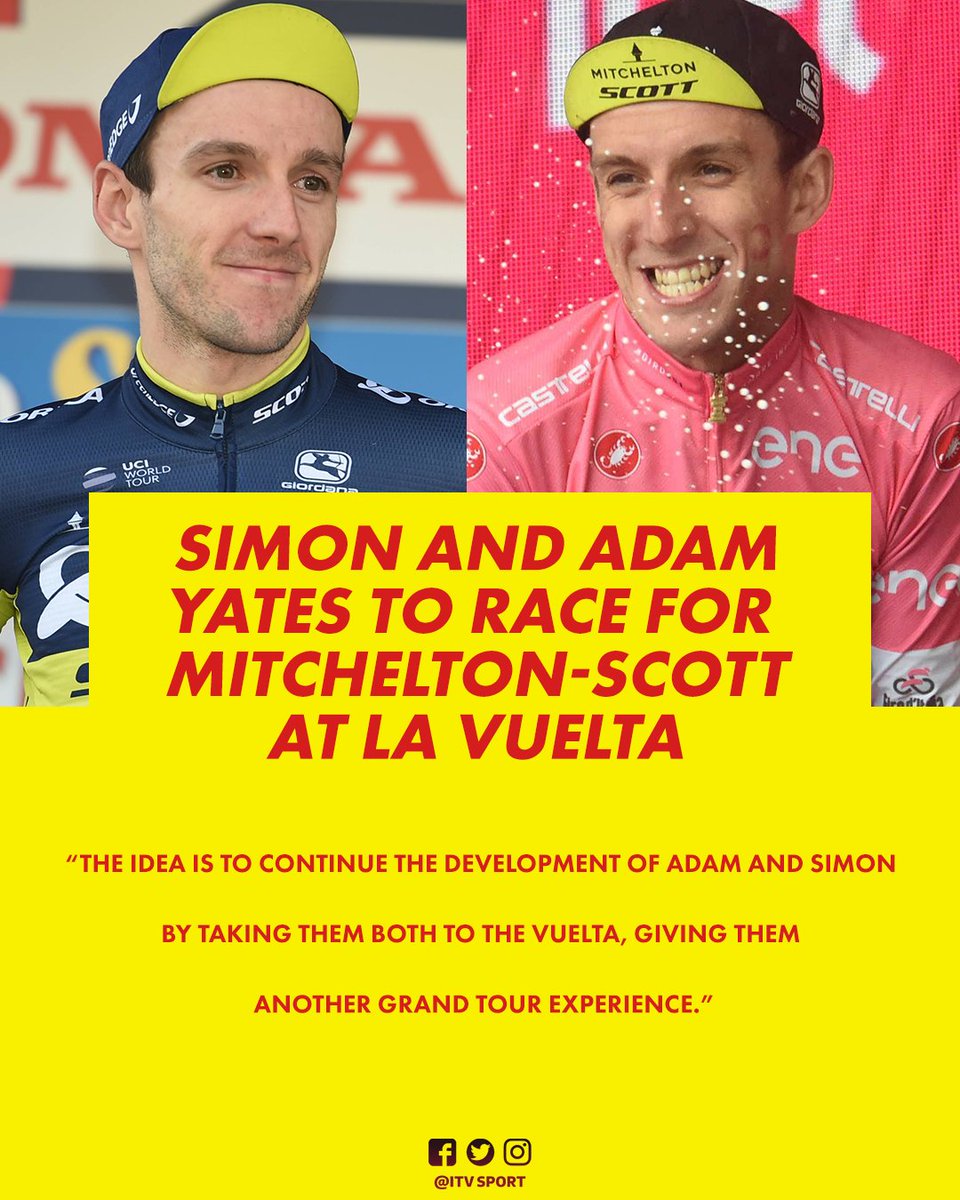 itvcycling's tweet photo. The team plan is for @AdamYates7 to ride in support of @SimonYatess at @lavuelta 🇪🇸

https://t.co/bFH9Z1Ir5W https://t.co/oVBin8Anok